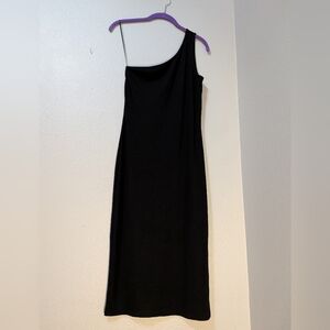 Banana Republic | Black | One Shoulder Ribbed Midi Dress | Women's XS